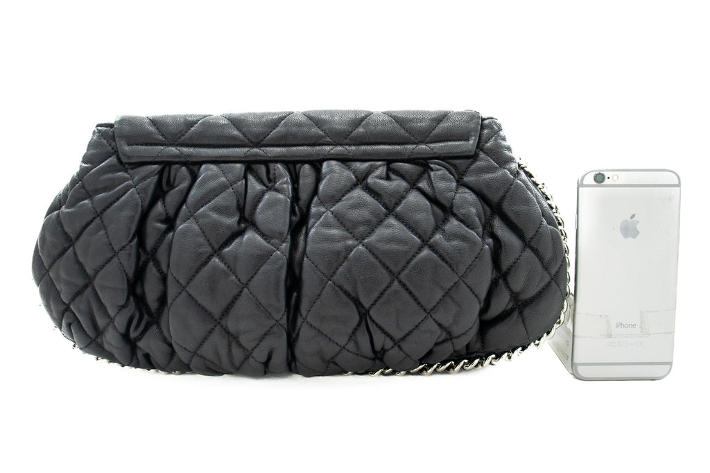 CHANEL Chain Around Shoulder Bag Crossbody Black Calfskin Leather j91