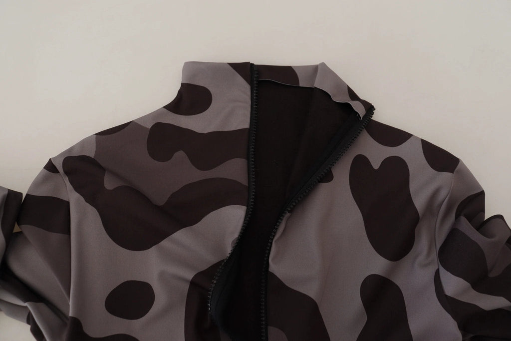 Dolce & Gabbana Gray Patterned Polyester Wetsuit Swimwear