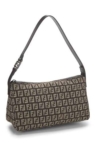 Fendi,  Brown Zucchino Canvas Shoulder Bag, Brown