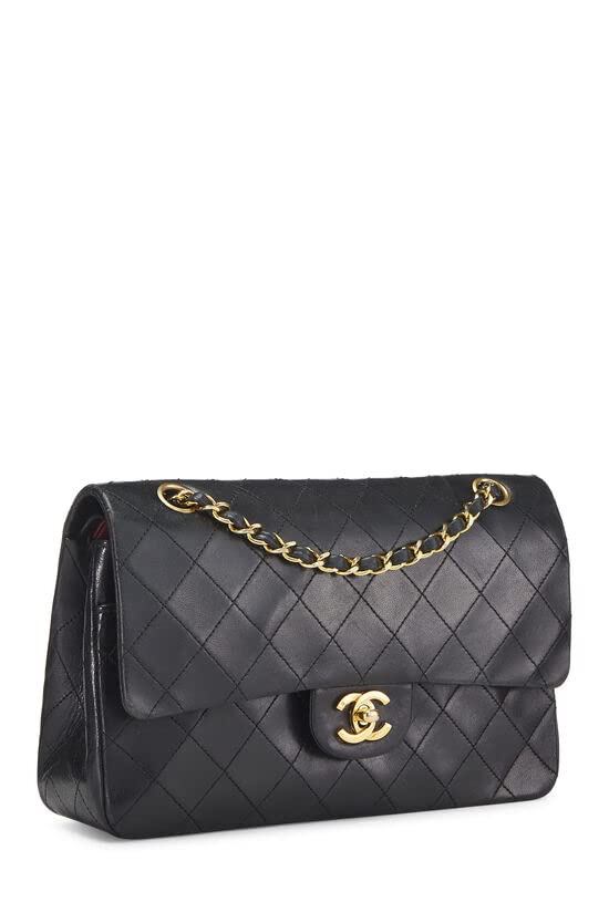 CHANEL,  Black Quilted Lambskin Classic Double Flap Medium, Black