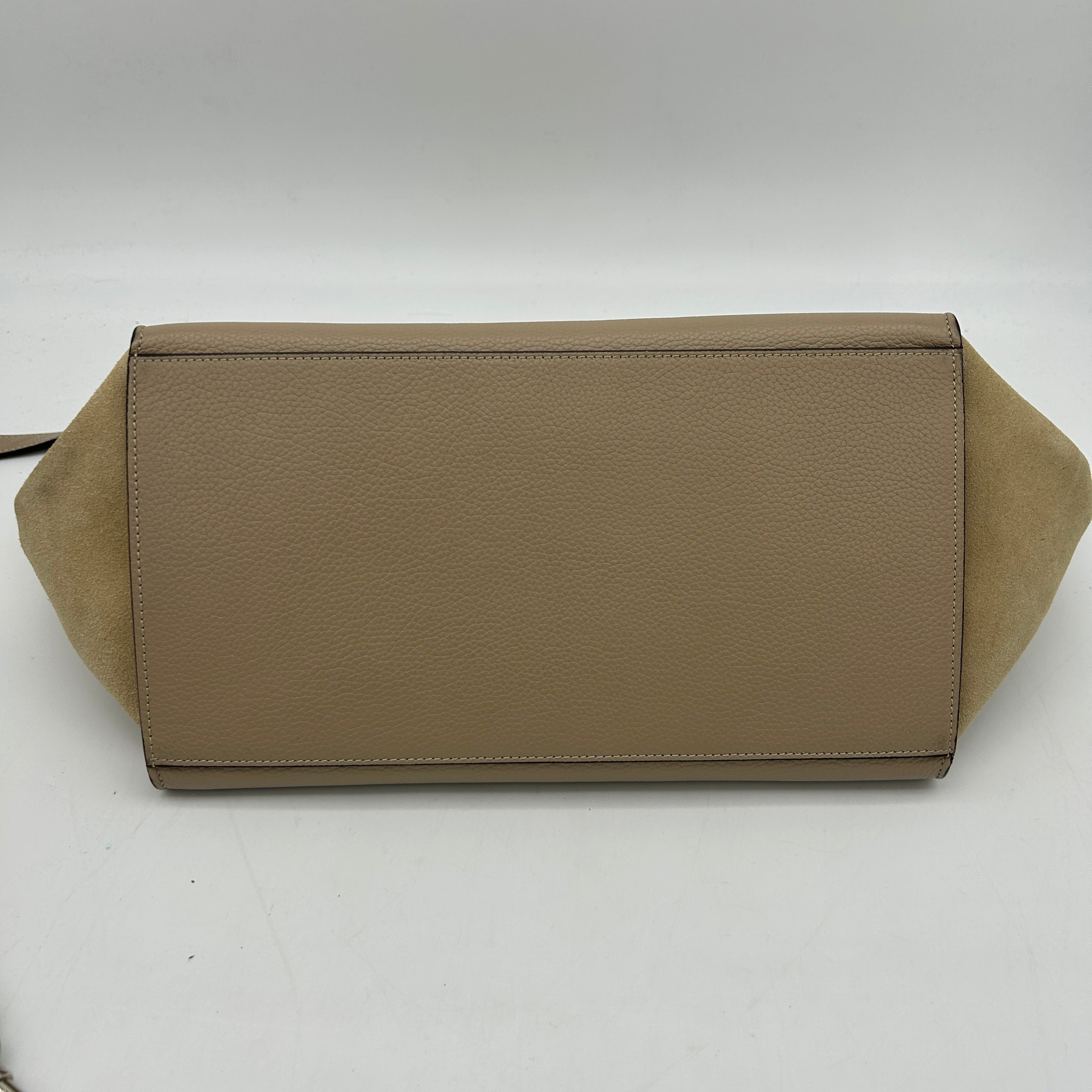 Céline Trapeze Beige Leather Suede Medium Shoulder Bag