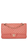 CHANEL,  Pink Chevron Lambskin Classic Double Flap Medium, Pink