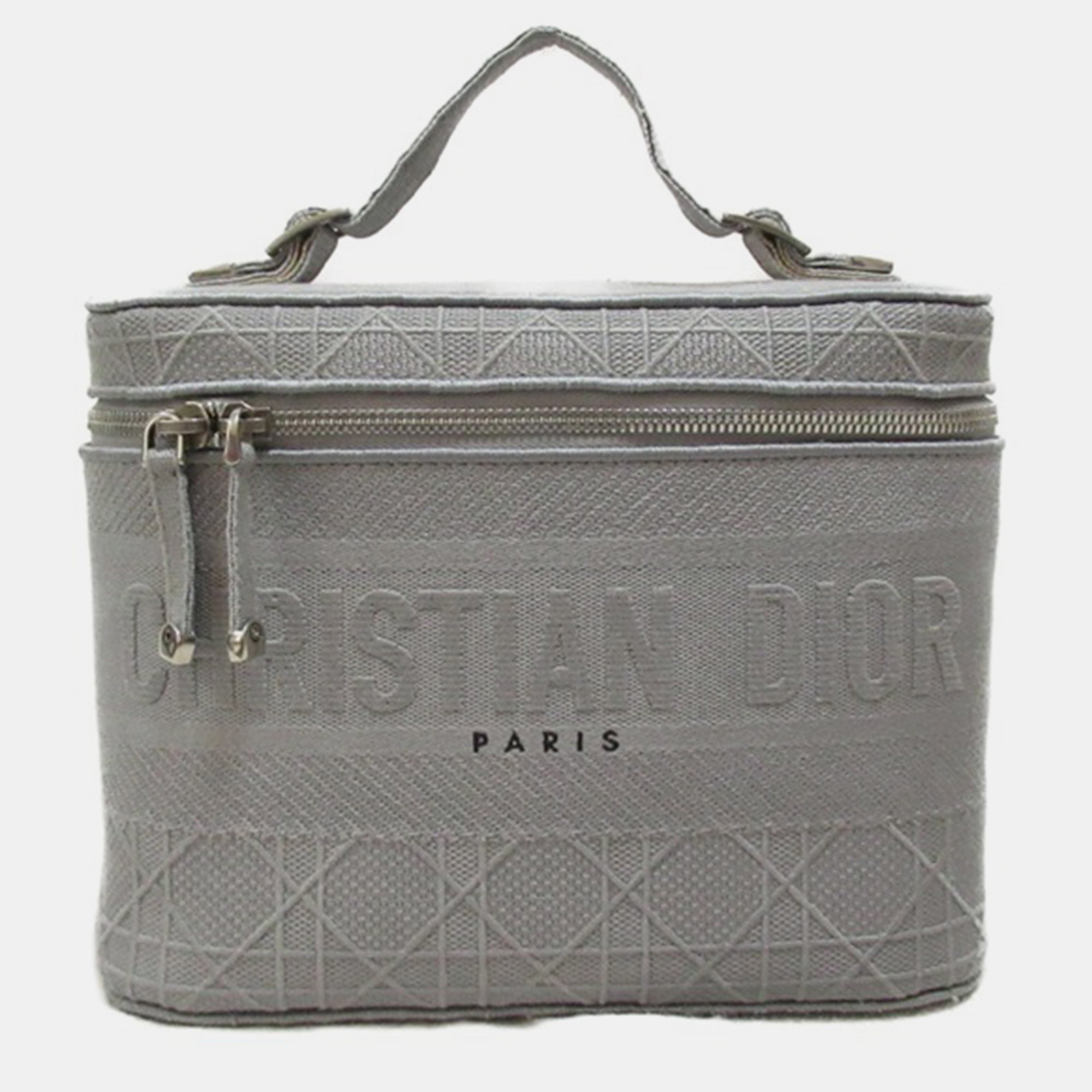 Grey Cannage Embroidery Canvas DiorTravel Vanity Case Bag