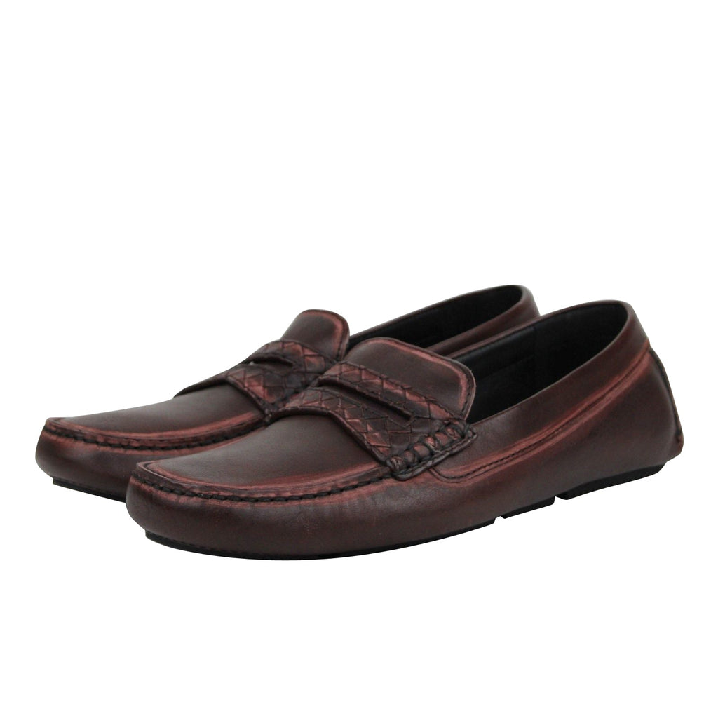 Bottega Veneta Men's Worn Burgundy Leather Loafer Shoes 427368 2240 (41 EU / 8 US)