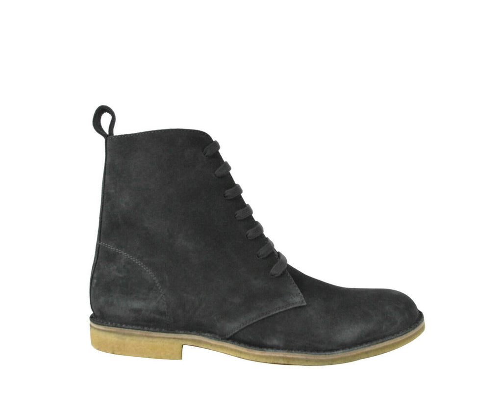 Bottega Veneta Men's Dark Gray Suede Side Zipper Lace-Up Boot 427383 2015