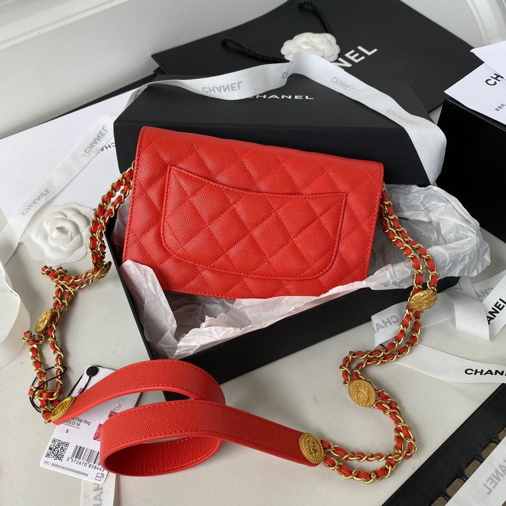 ChanelSmall GlamIap Bag Gold Hardware Red For Women Handbags, Shoulder Bags 7.5in/19cm AP2840