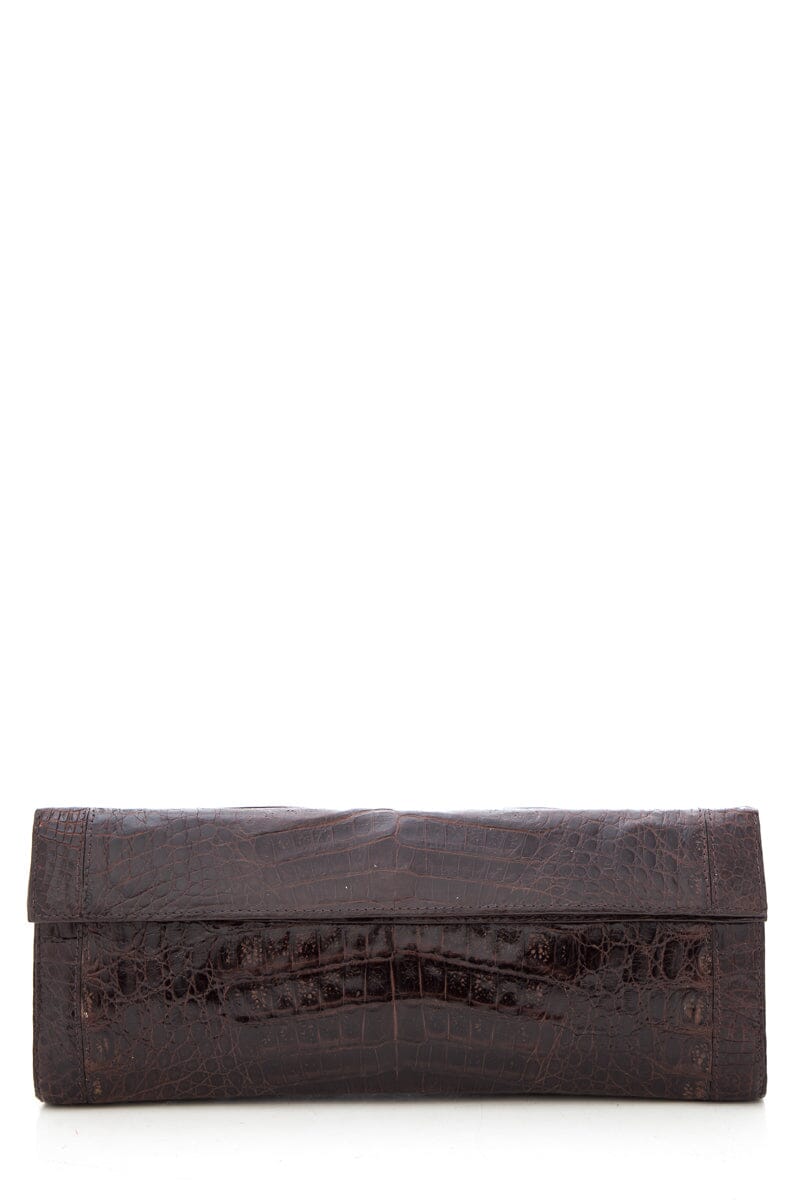 Nancy Gonzalez Brown Croc Clutch