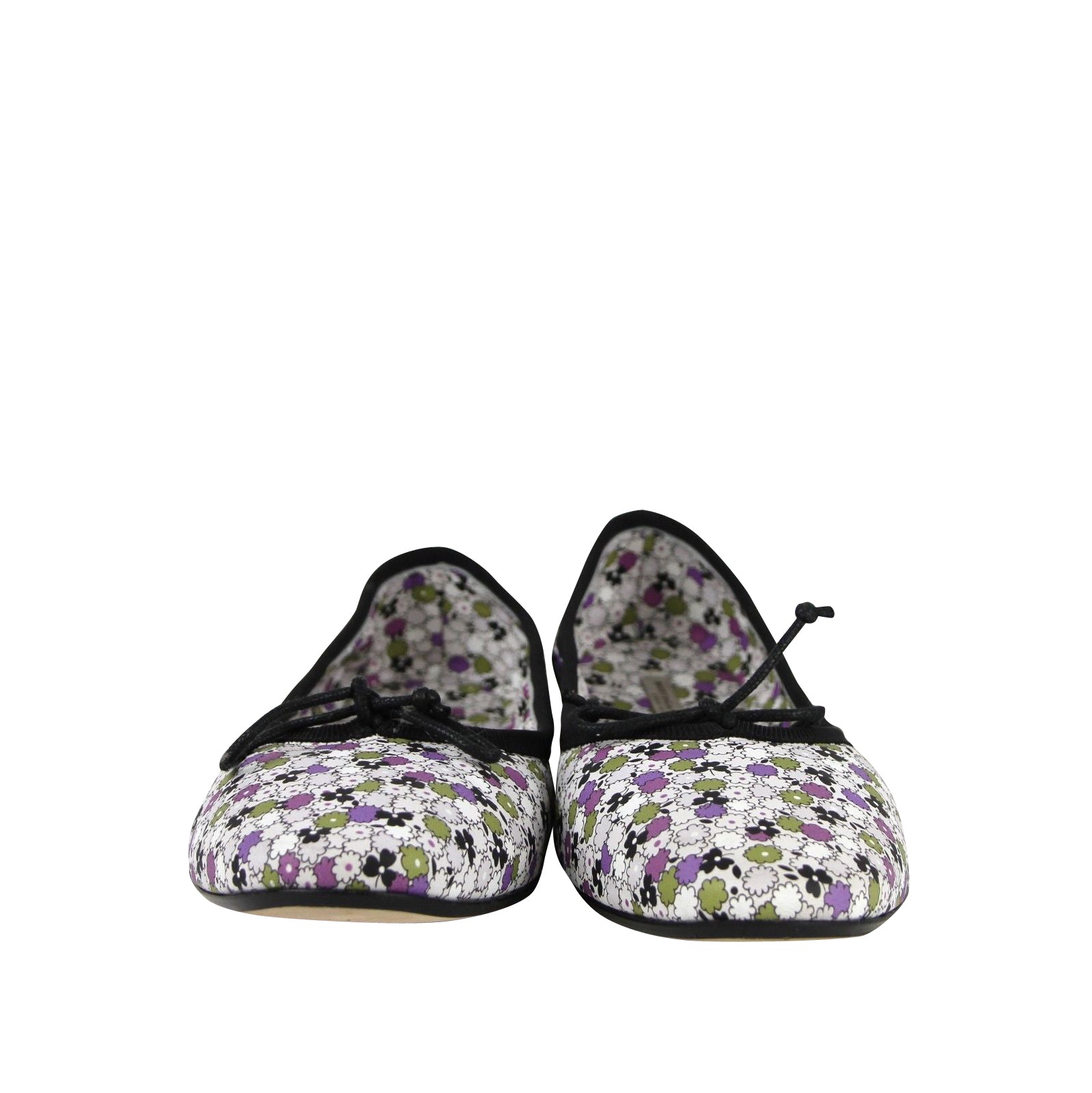 Bottega Veneta Women's Floral Green / Purple / Black Leather Ballet Flats (38.5 EU / 8.5 US)