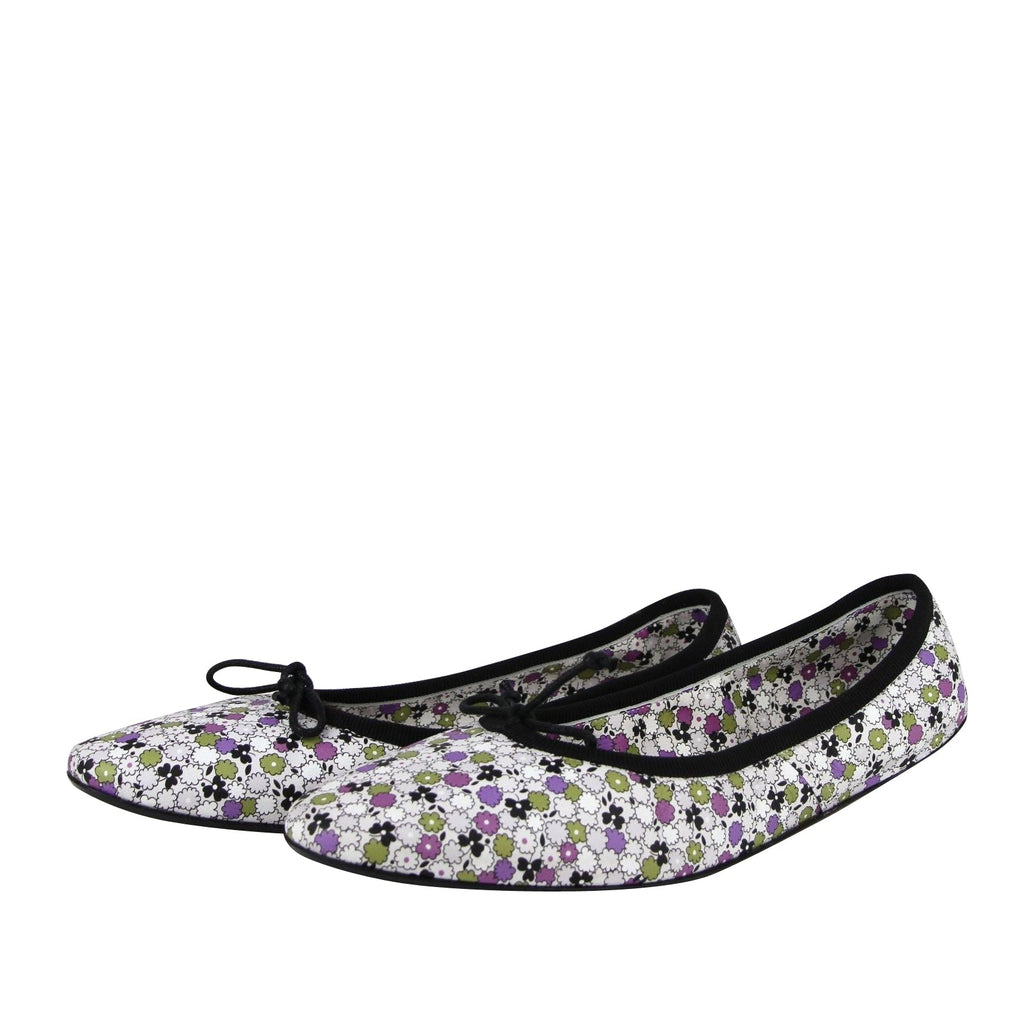 Bottega Veneta Women's Floral Green / Purple / Black Leather Ballet Flats (39 EU / 9 US)