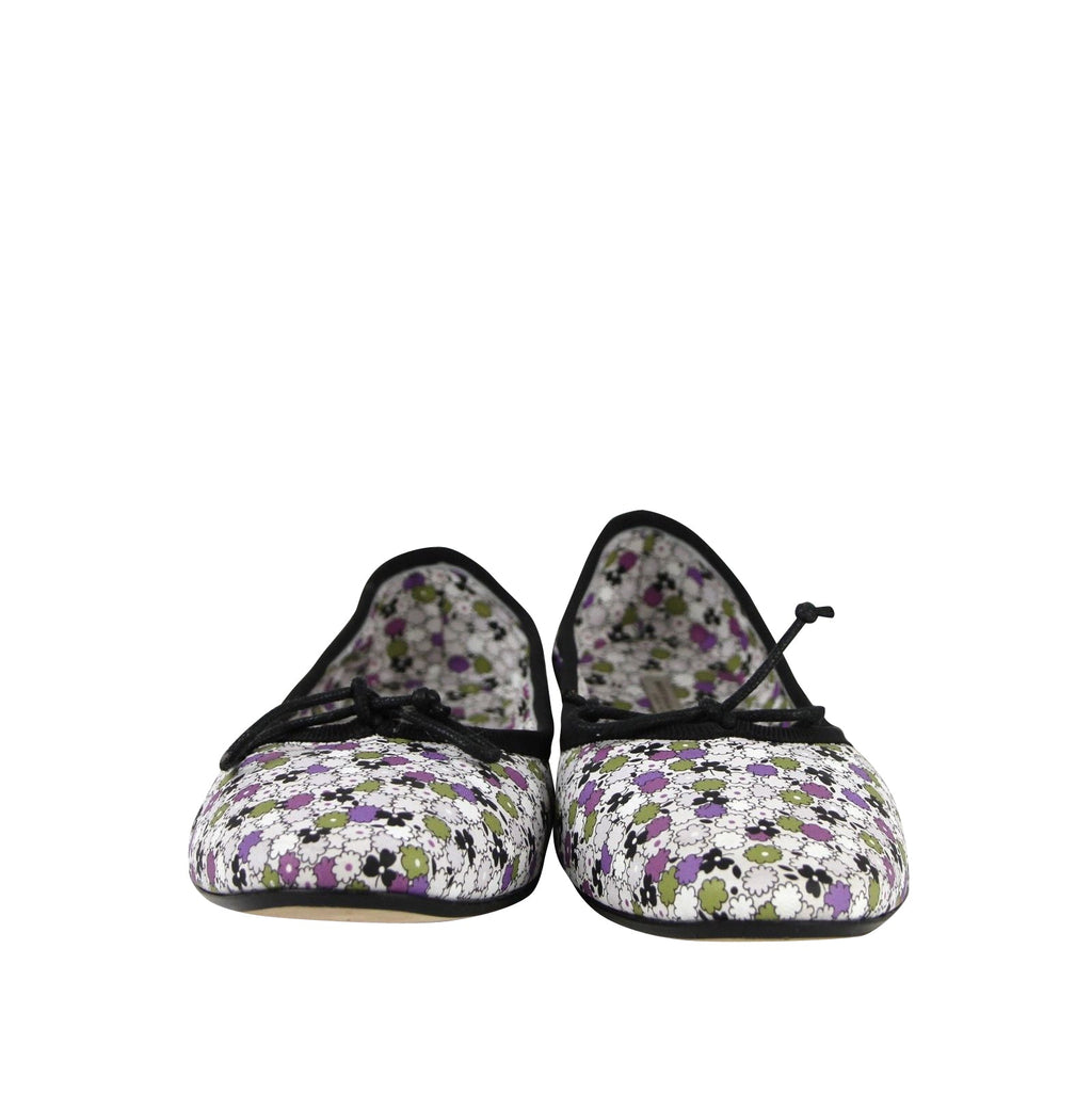 Bottega Veneta Women's Floral Green / Purple / Black Leather Ballet Flats (39 EU / 9 US)