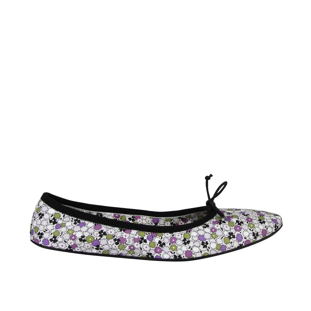 Bottega Veneta Women's Floral Green / Purple / Black Leather Ballet Flats (39 EU / 9 US)