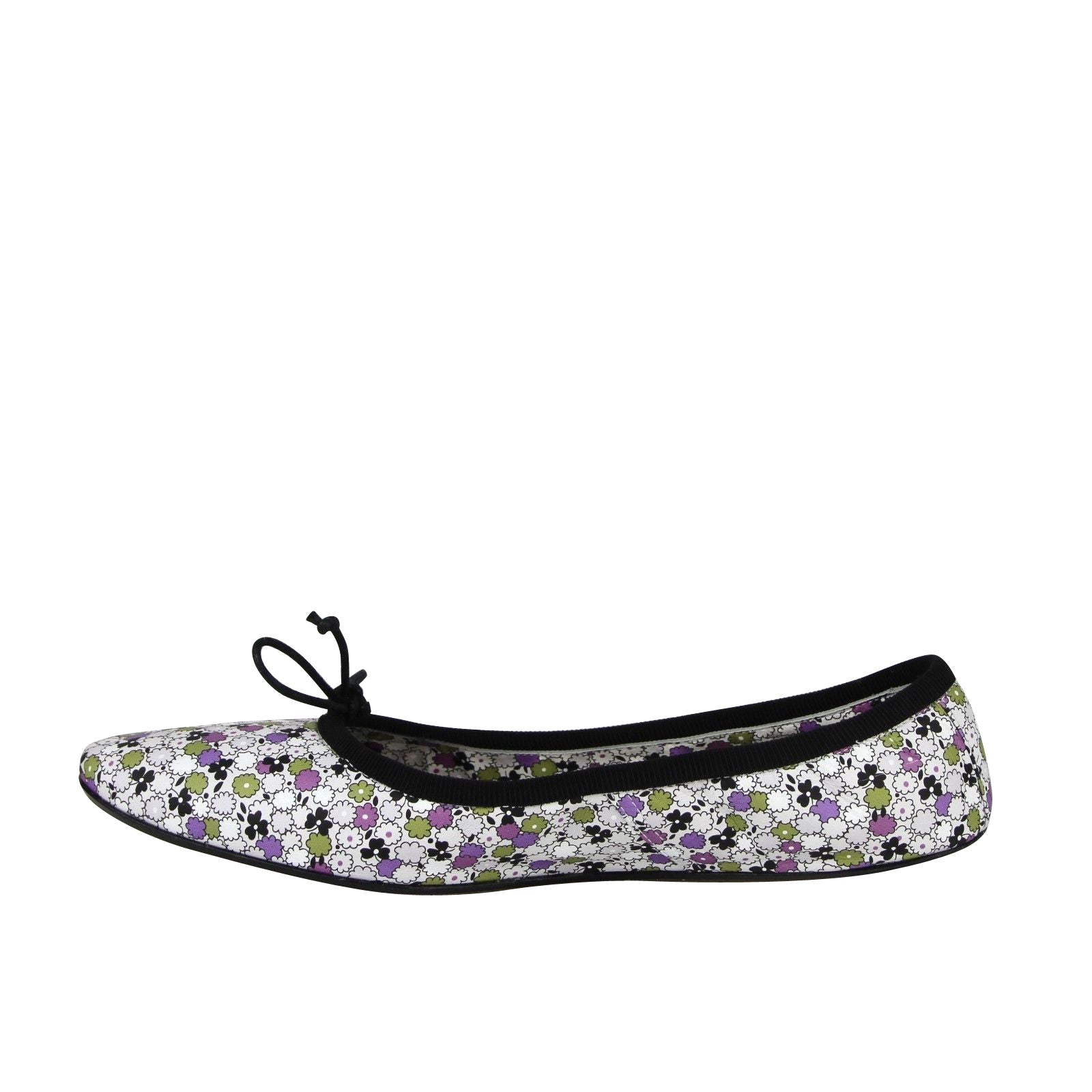 Bottega Veneta Women's Floral Green / Purple / Black Leather Ballet Flats (39 EU / 9 US)