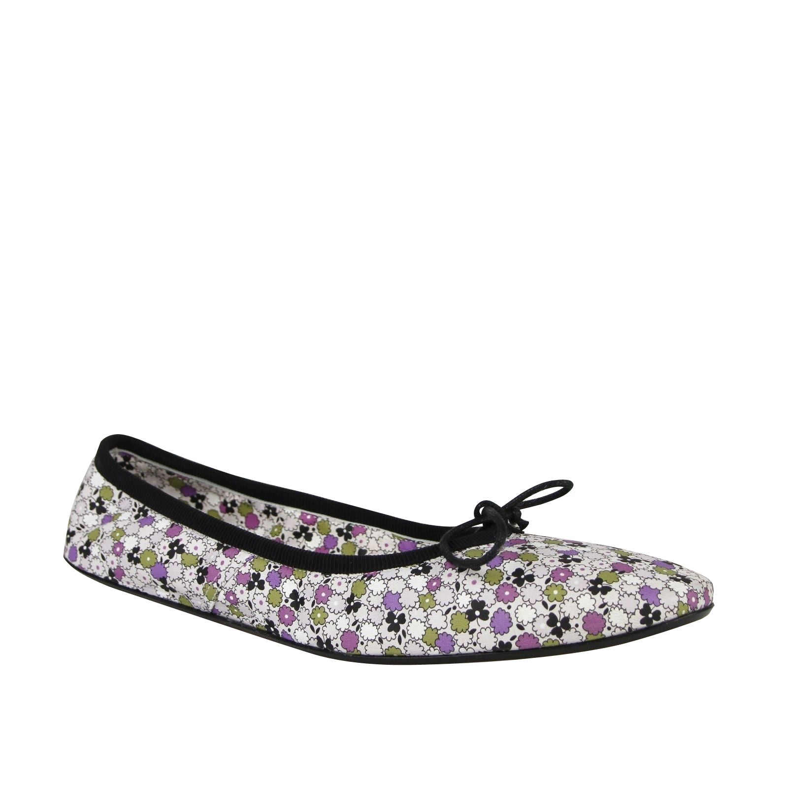 Bottega Veneta Women's Floral Green / Purple / Black Leather Ballet Flats (39 EU / 9 US)