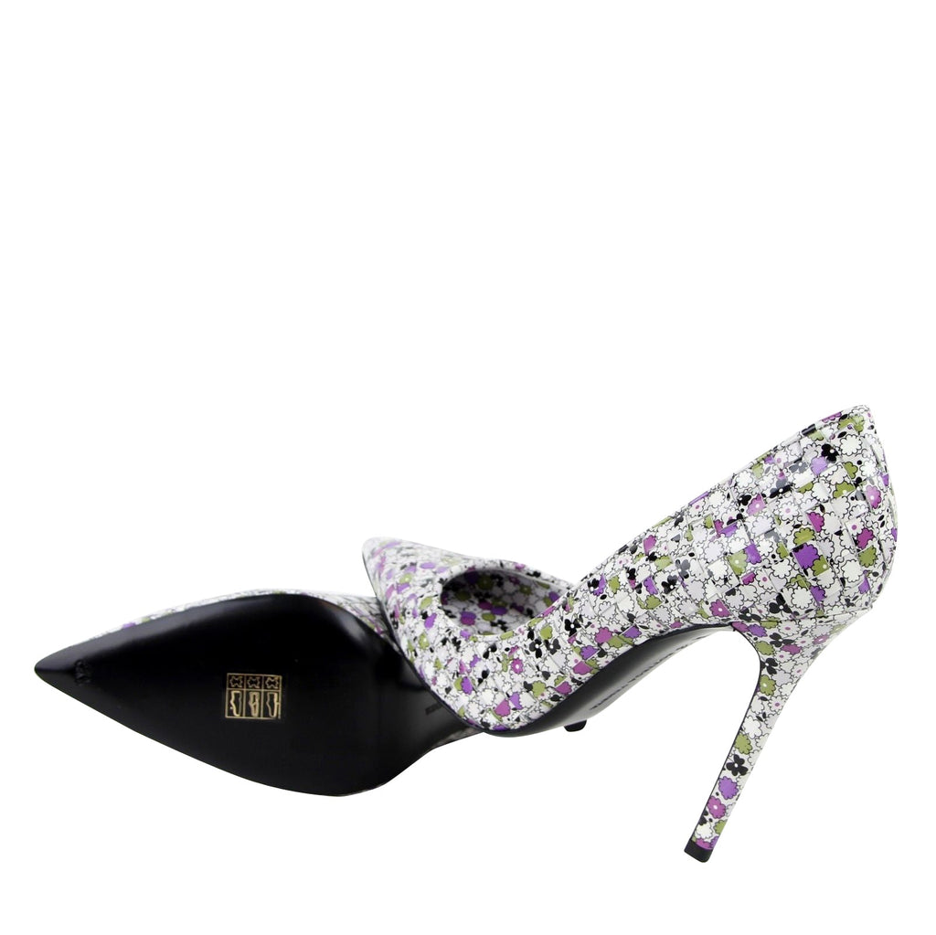 Bottega Veneta Women's Green / Purple Floral Woven Leather Heels 430541 8404