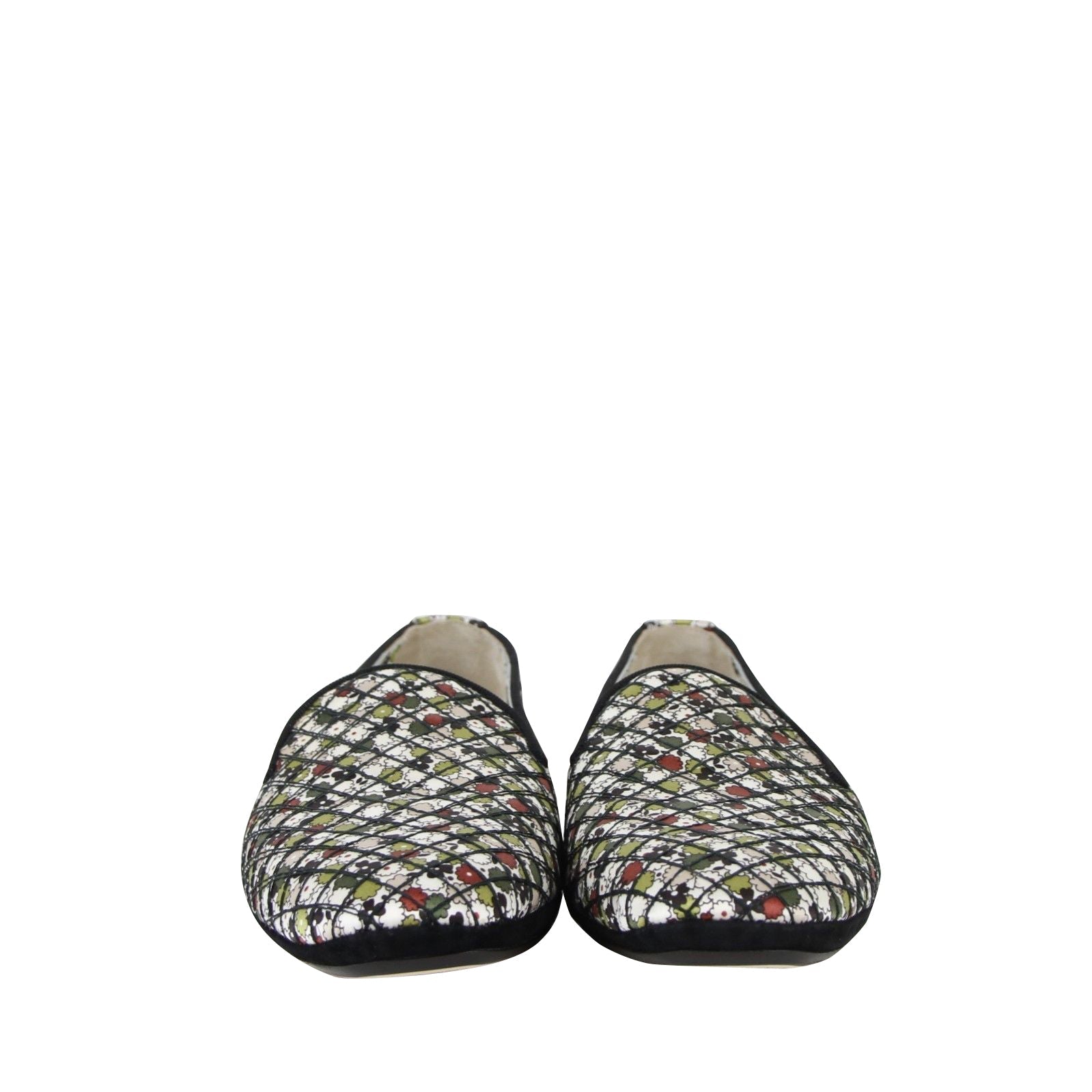 Bottega Veneta Women's Floral Green / Red / Black Fabric / Leather Ballet Flats (38.5 EU / 8.5 US)