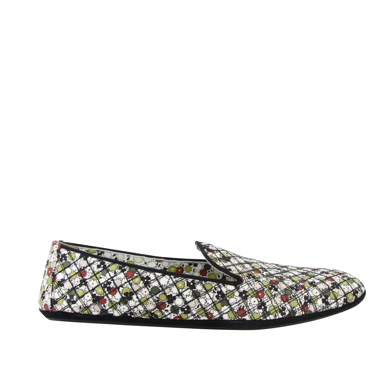 Bottega Veneta Women's Floral Green / Red / Black Fabric / Leather Ballet Flats (36 EU / 6 US)