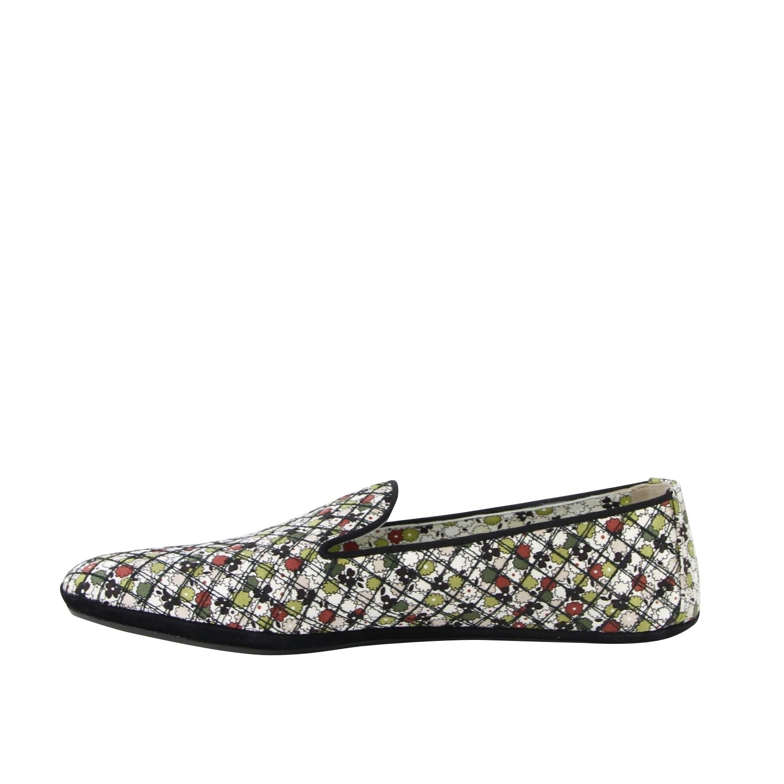 Bottega Veneta Women's Floral Green / Red / Black Fabric / Leather Ballet Flats (36 EU / 6 US)