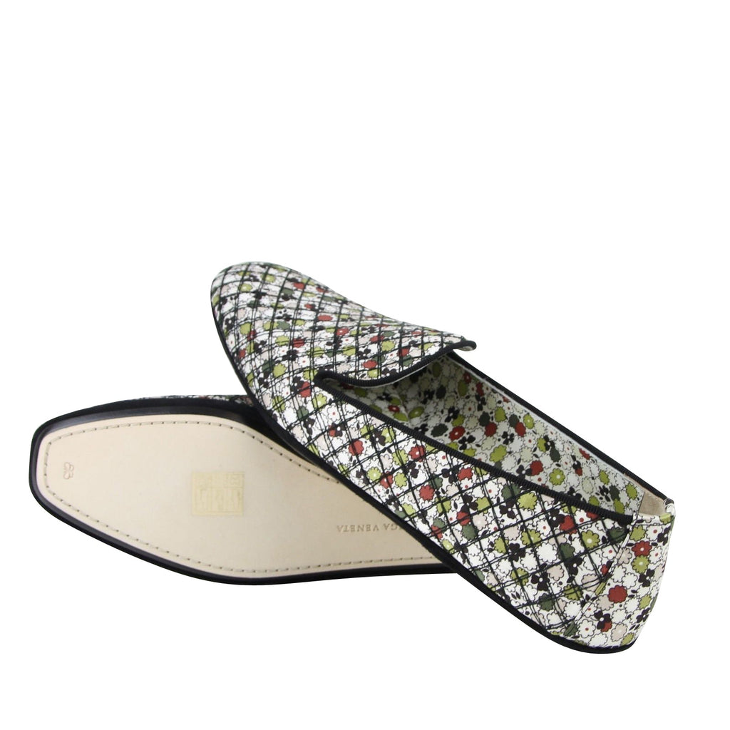 Bottega Veneta Women's Floral Green / Red / Black Fabric / Leather Ballet Flats (36 EU / 6 US)
