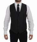 Dolce & Gabbana Gray Striped Wool Logo Vest Gilet Vests