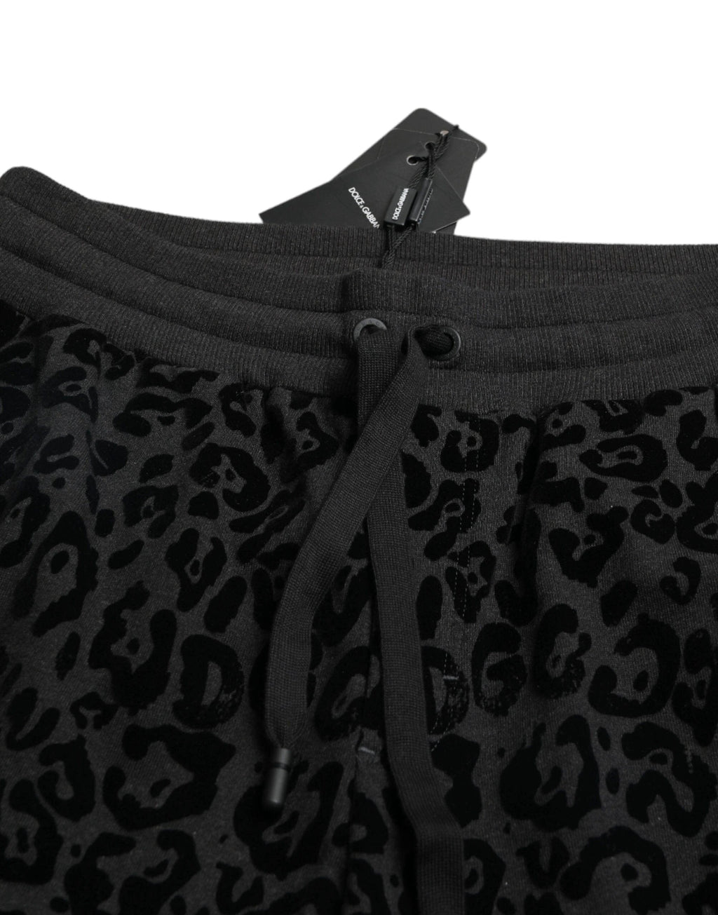 Dolce & Gabbana Black Leopard Cotton Slim Fit Jogger Pants