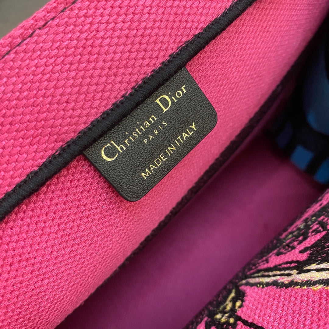 Dior MeDiorum Book Tote Bright Blue and Bright Pink D-Jungle Pop Embroidery, Blue/Pink, For Women Women’s Handbags Shoulder Bags, 36cm CD M1296ZRON_M885