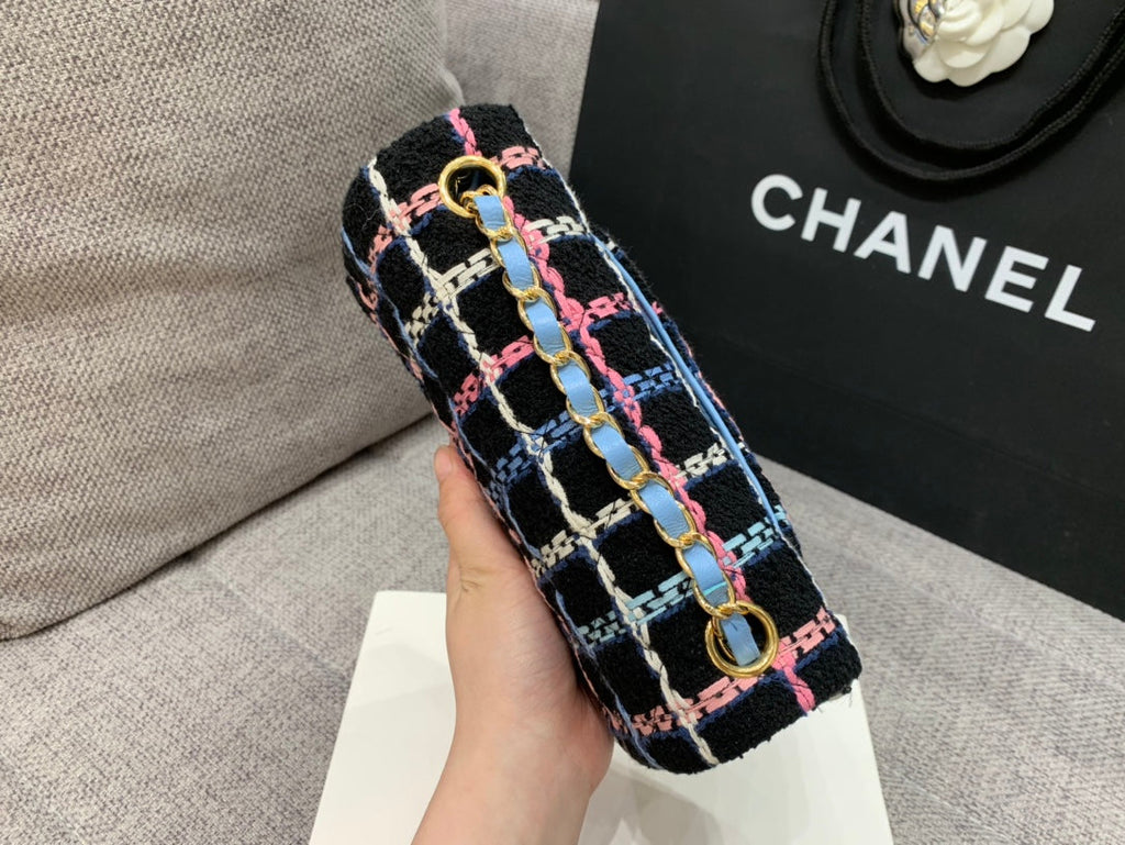 ChanelNavy Sparkle Tweed Classic Mini Rectangular Flap Bag For Women 20cm/7.5in