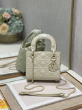 Dior Mini Lady Bag Latte Cannage with Beaded Motif, Beige, For Women Women’s Handbags, Crossbody Bags, 18cm CD M0505INEA_M030