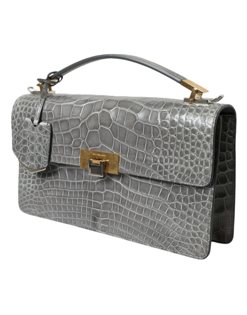 Balenciaga Gray Exotic Leather Medium Shoulder Hand Purse Women's Bag