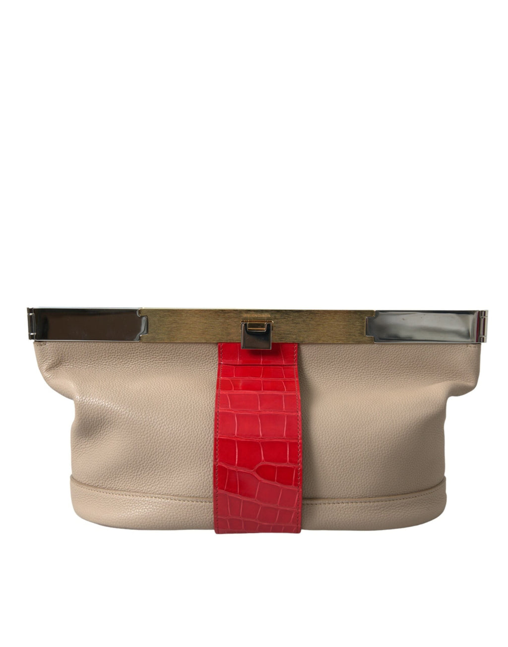Balenciaga Beige Red Two Tone Exotic Leather Pouch Women's Bag