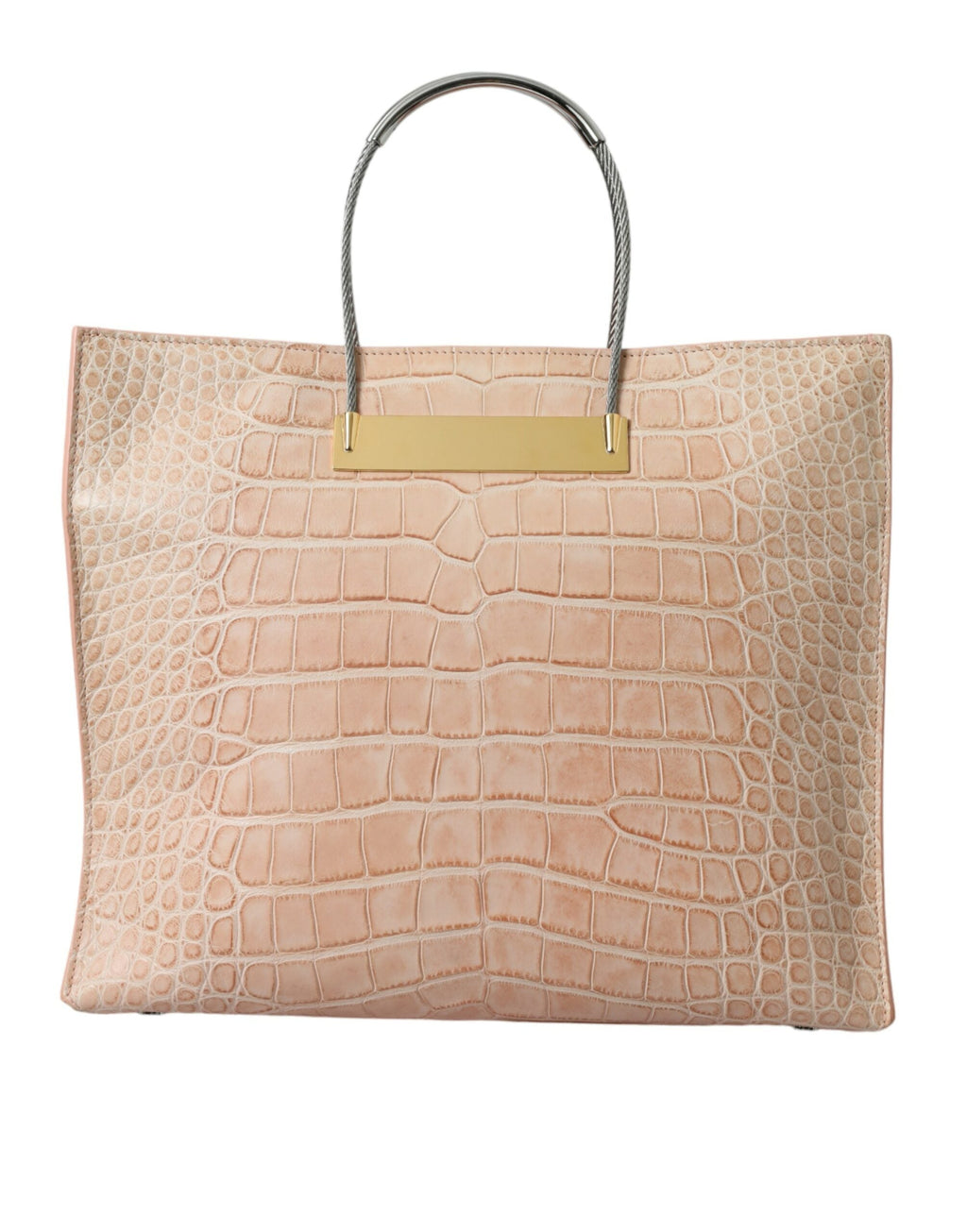 Balenciaga Pink Exotic Leather Embossed Cable Handle Shopper Tote Women's Bag
