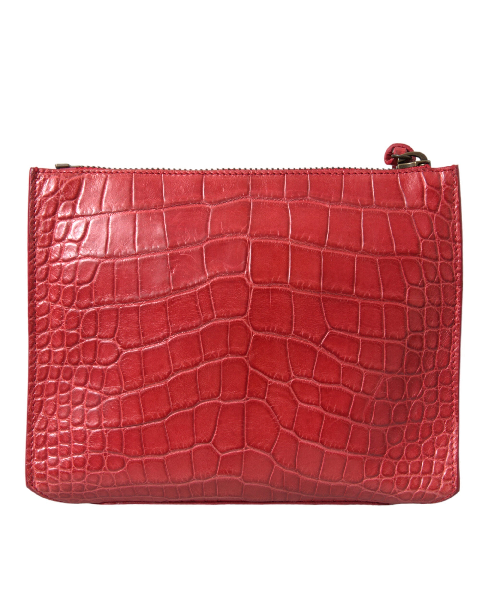Balenciaga Red Exotic Skin Leather Classic Pouch Purse Wristlet Women's Bag