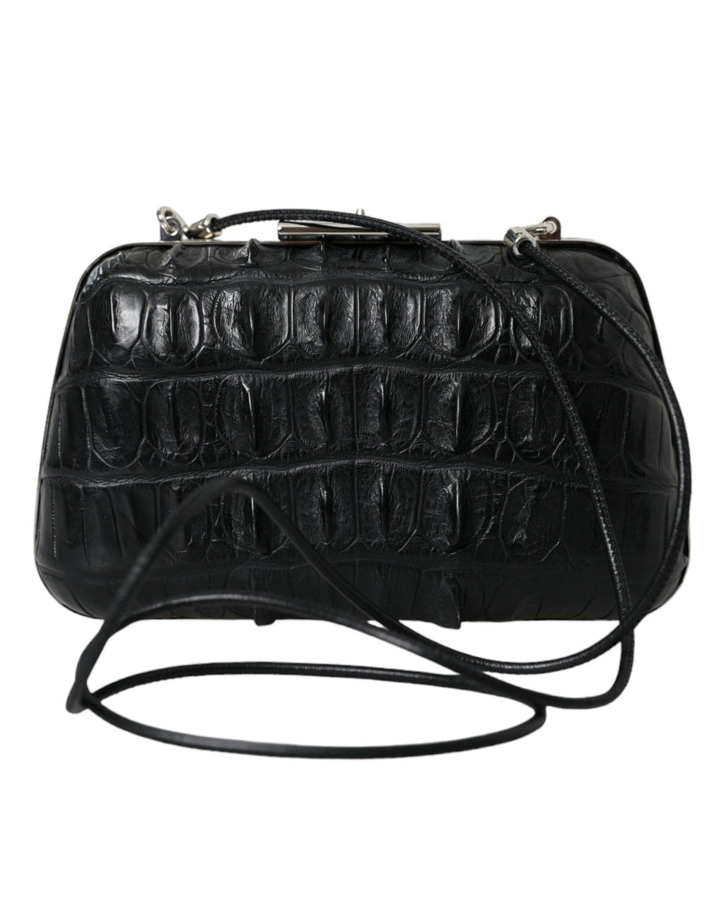 Balenciaga Black Exotic Skin Leather Shoulder Crossbody Box Clutch Women's Bag