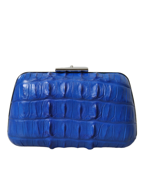 Balenciaga Blue Exotic Skin Leather Shoulder Crossbody Box Clutch Women's Bag