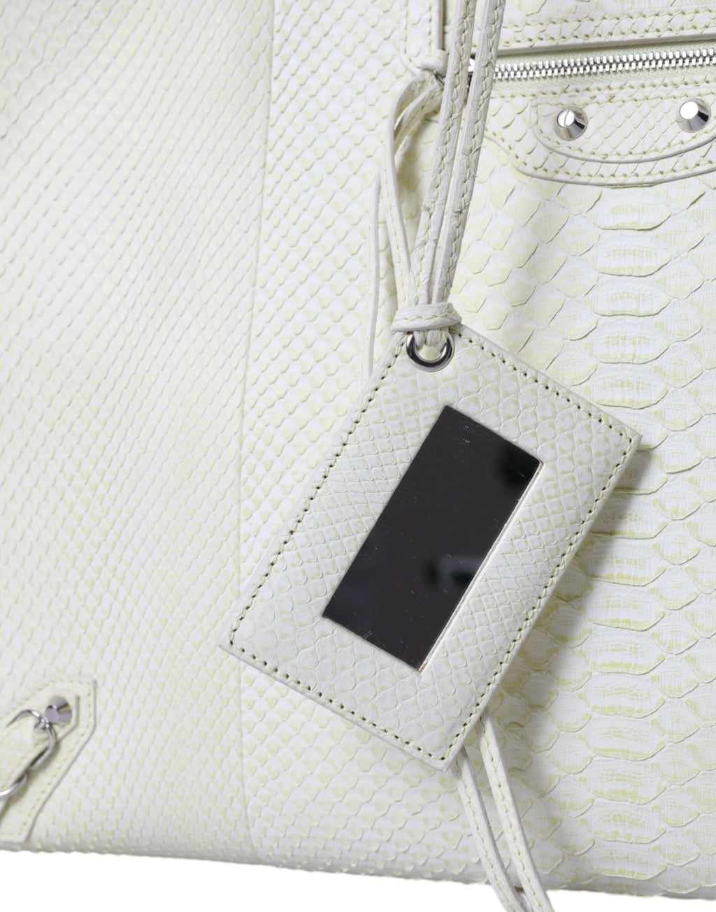 Balenciaga White Yellow Exotic Skin Leather Shopping Tote PAPIER Women's Bag