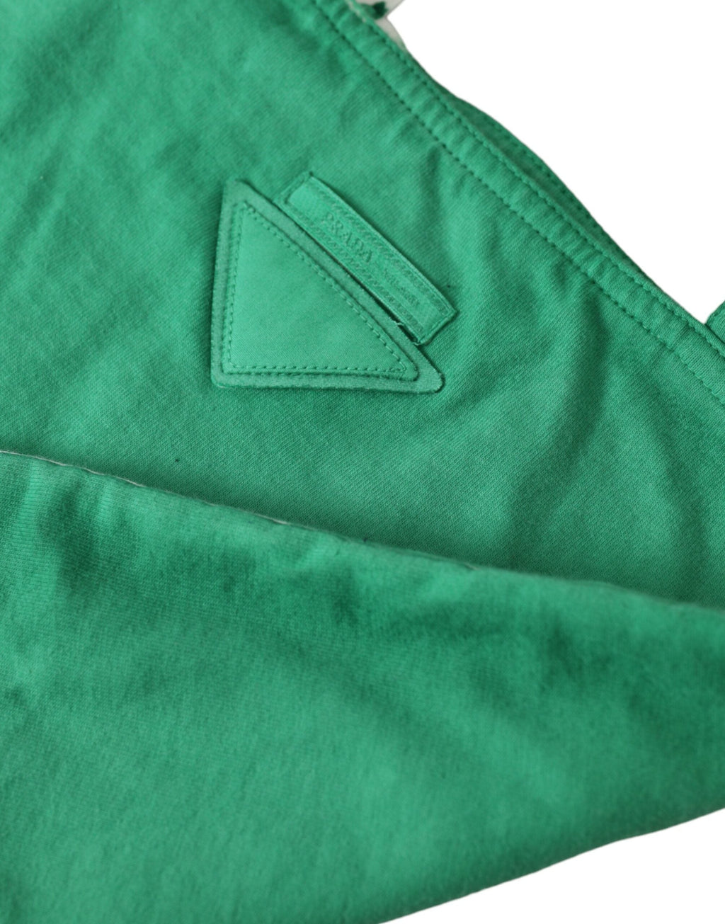Prada Green Jersey Fabric Logo Shoulder Shopping Tote Shopping Women's Bag