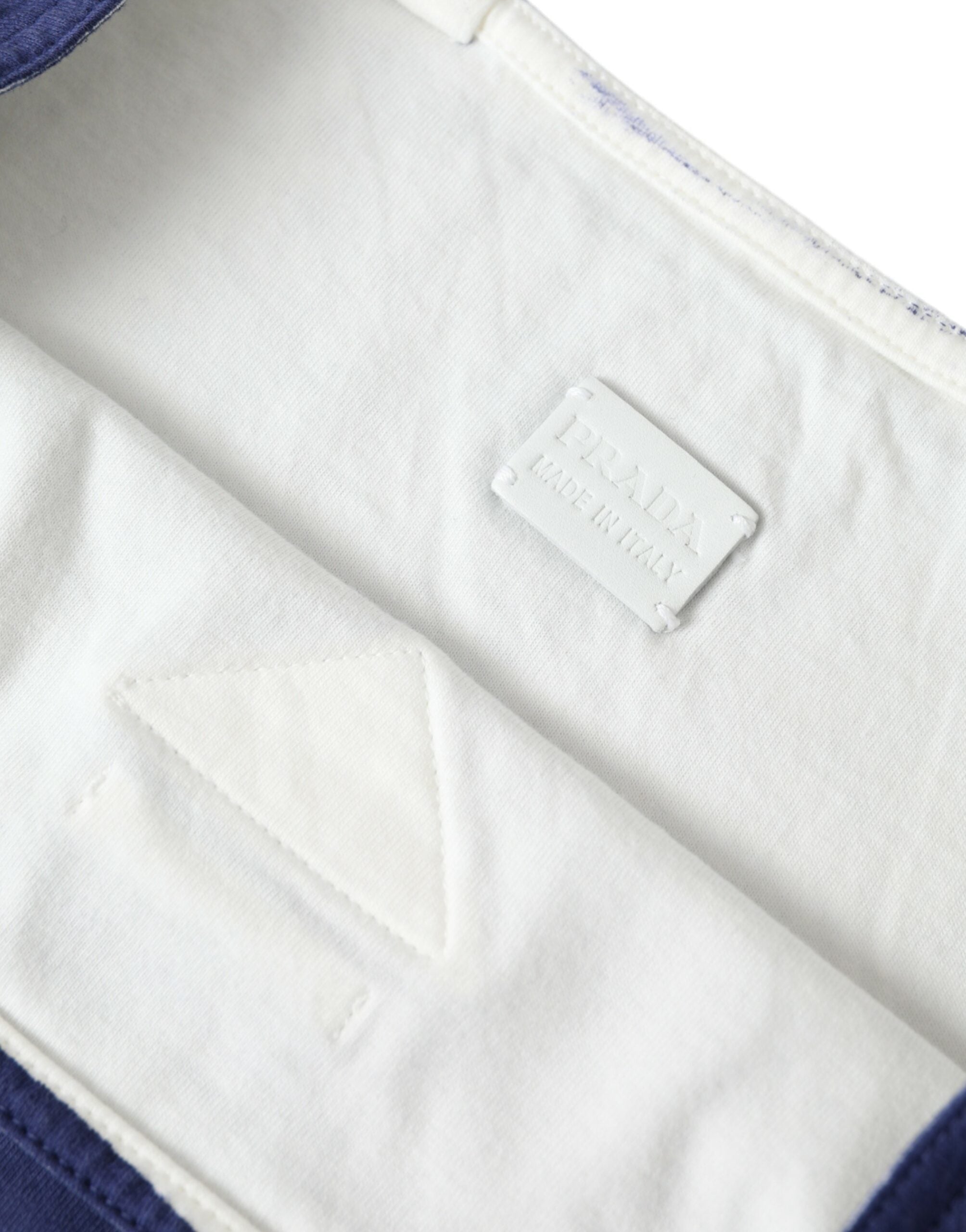 Prada Blue Jersey Fabric Logo Shoulder Shopping Tote Shopping Women's Bag