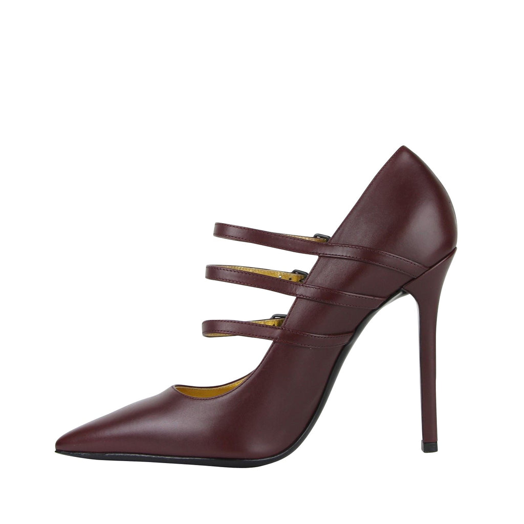 Bottega Veneta Women's 3 Straps Mahogany Leather Heels (39.5 EU / 9.5 US)