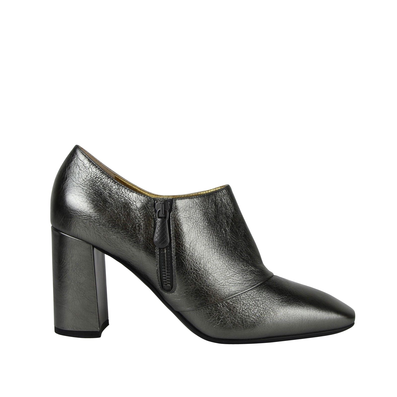 Bottega Veneta Women's Ankle Grey Metallic Leather Booties (40.5 G / 10.5 US)