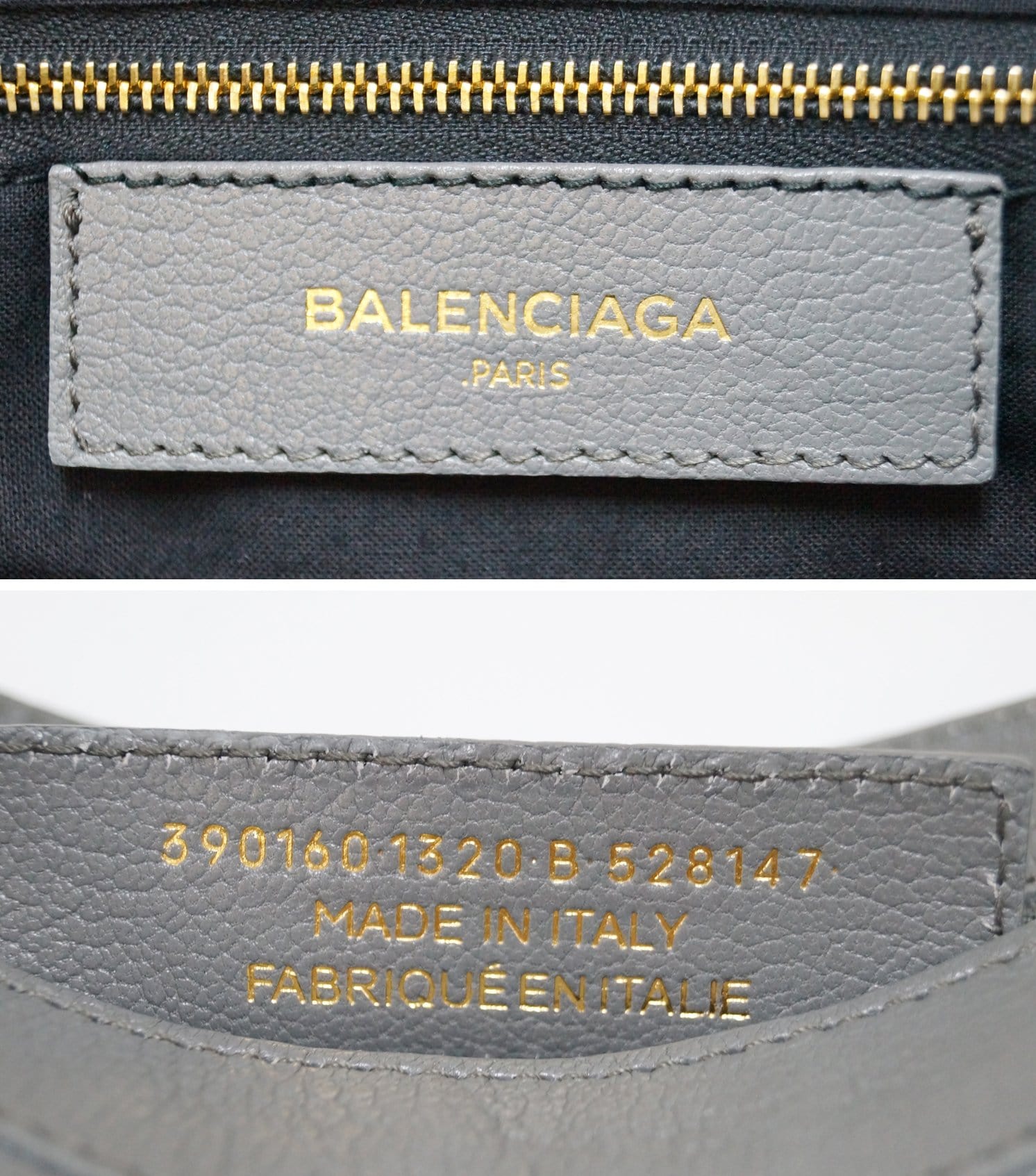 BALENCIAGA Grey Leather Metallic Edge City Shoulder Handbag