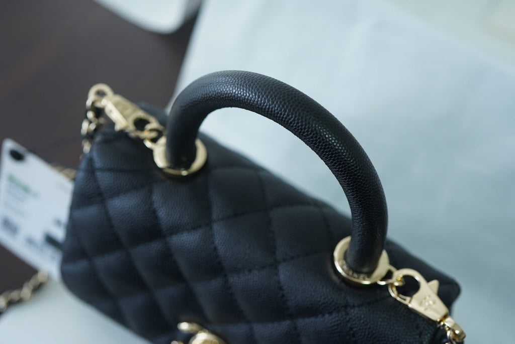 Chanel Classic Mini GlamIapbag Top Handle Black For Women 7.5in/19cm
