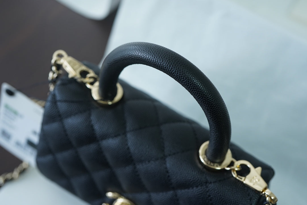 Chanel Classic Mini GlamIapbag Top Handle Black For Women 7.5in/19cm