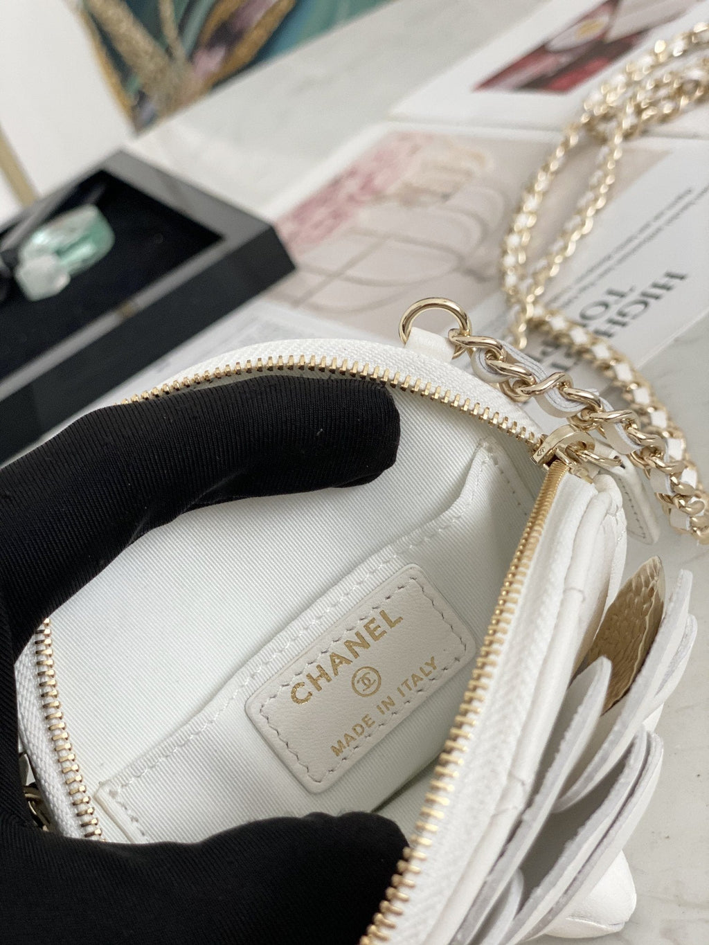 Chanel Camellia Clutch With Chain White Bag For Women 11cm/4in