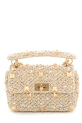 Valentino Medium Roman Stud Raffia Shoulder Bag