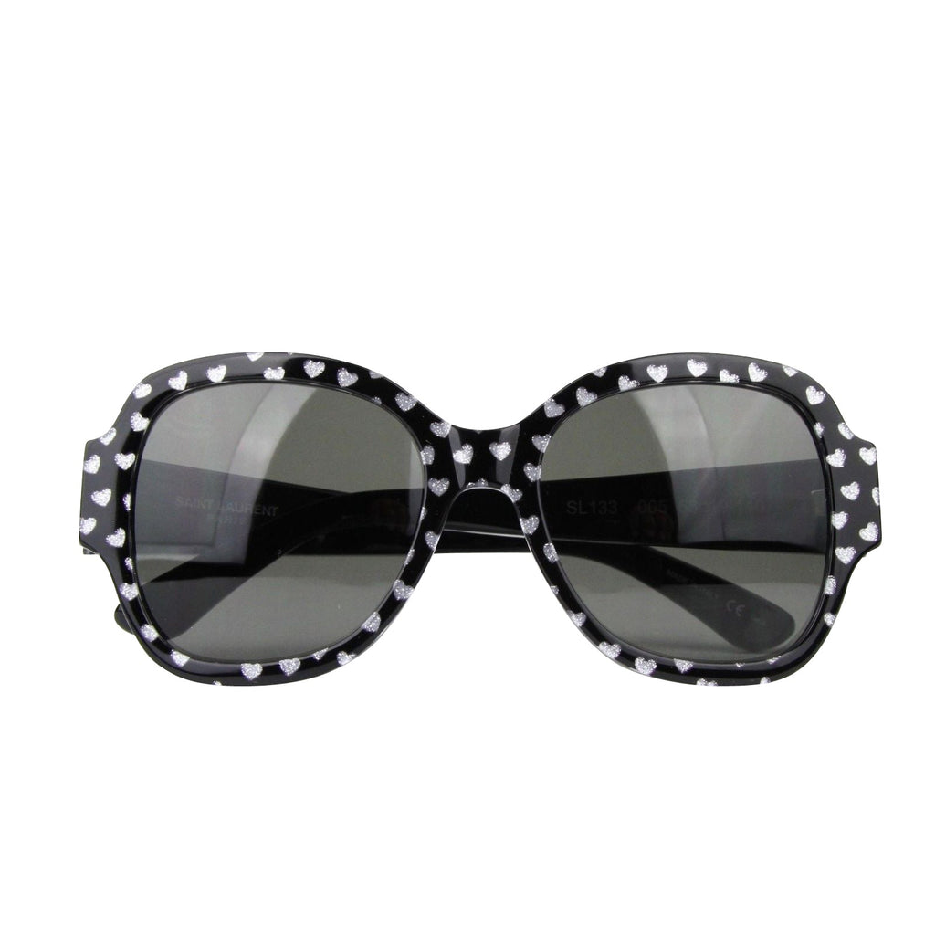 Saint Laurent Women's Silver Hearts With Black Large Sunglasses