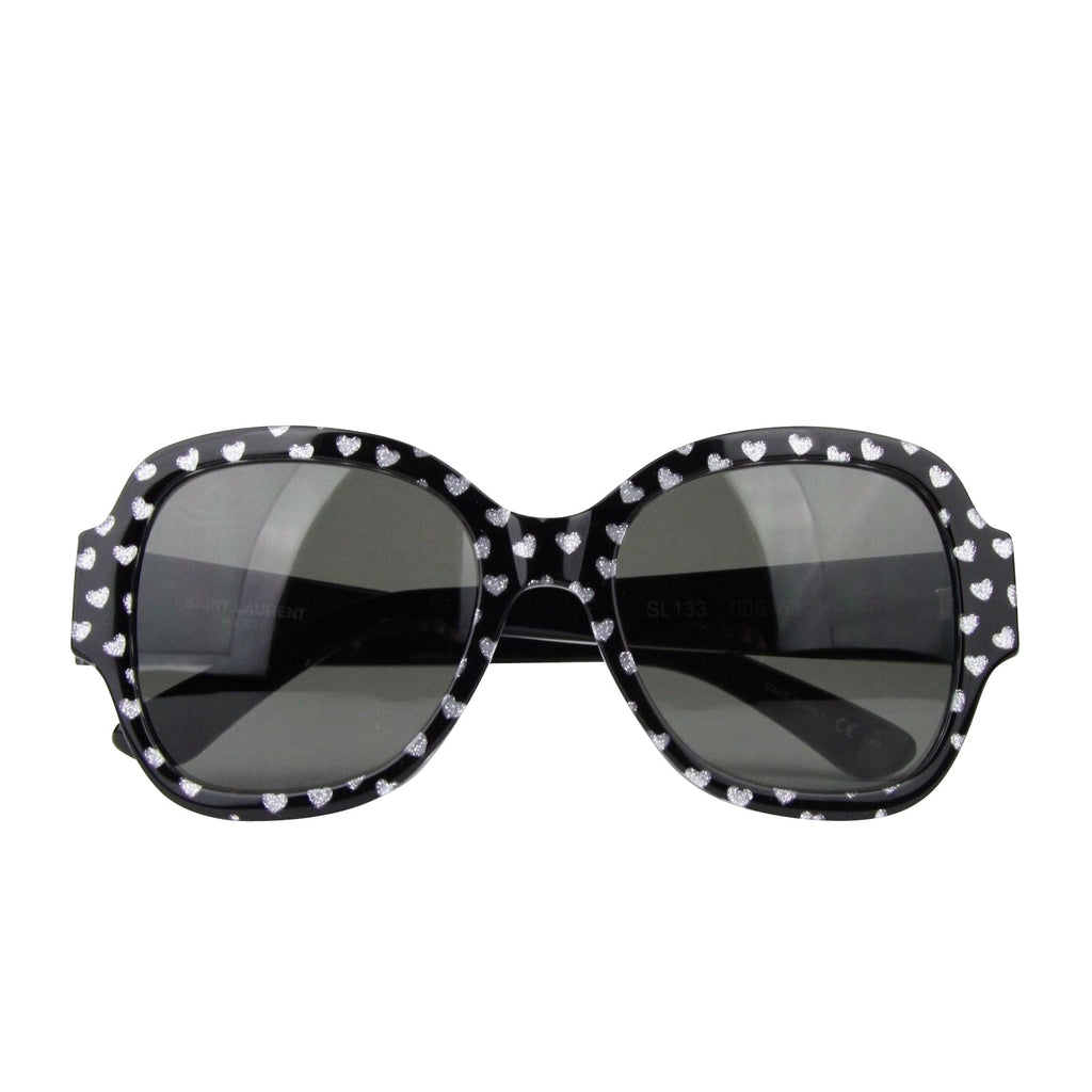 Saint Laurent Women's Silver Hearts With Black Large Sunglasses