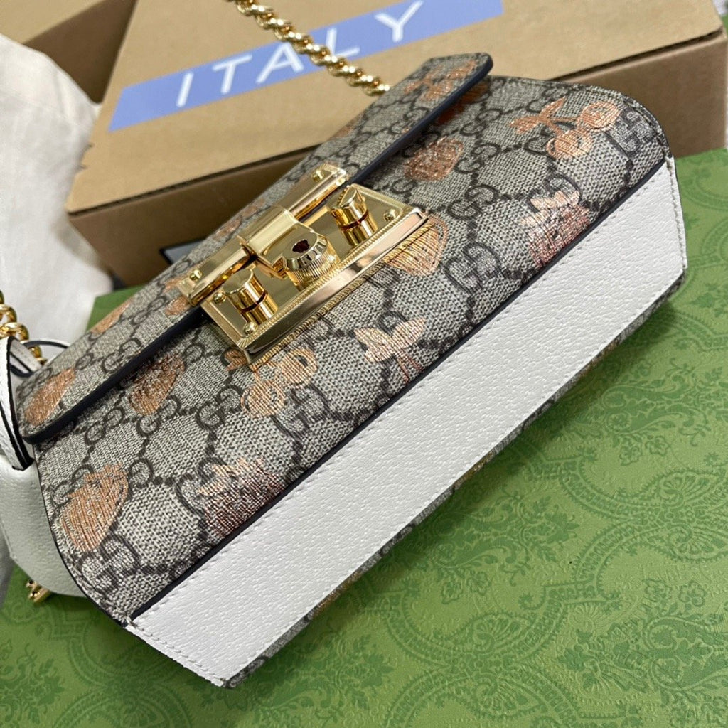 Gucci Padlock Small Gucci Strawberry Shoulder Bag Beige For Women, Women’s Bags 7.9in/20cm Gucci