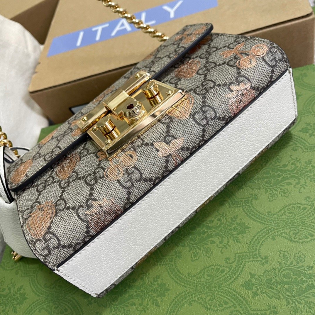 Gucci Padlock Small Gucci Strawberry Shoulder Bag Beige For Women, Women’s Bags 7.9in/20cm Gucci