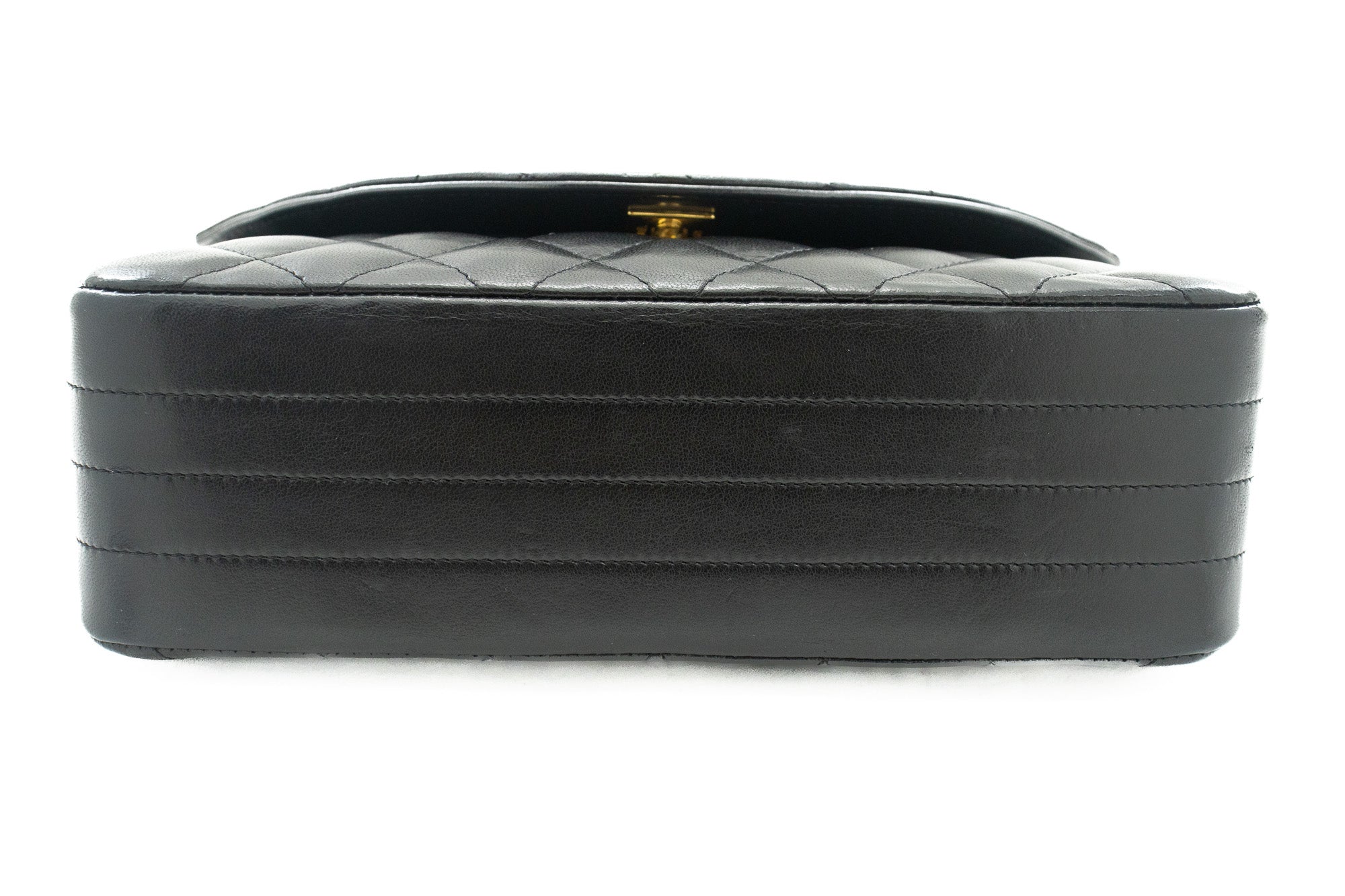 CHANEL Half Moon Chain Shoulder Bag Crossbody Black Quilted Flap k22