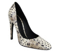 Bottega Veneta Women's Pearl / Black Leather Elaphe Circle Stiletto Heels 451758 1909