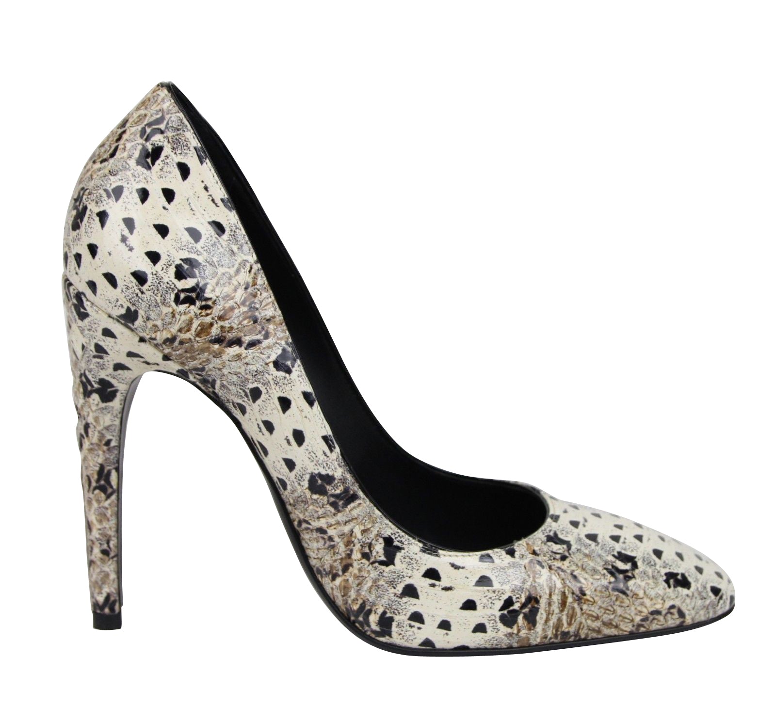 Bottega Veneta Women's Pearl / Black Leather Elaphe Circle Stiletto Heels 451758 1909